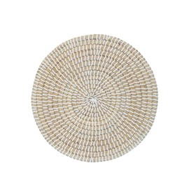 Seagrass Placemats, Handwoven Straw, Natural Organic Aesthetic (White, 6 Pcs)