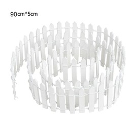 White Miniature Garden Fence Wooden Picket Fence Border Decorative Fences Bonsai Fairy Garden Decoration Ornament (90cm)