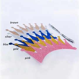 Happium - Birthday Crown Paper Glitter Hat Prince Princess Party Favors for Kids, 10pcs