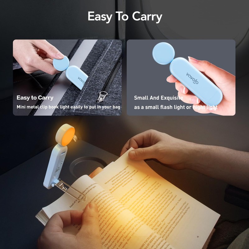VAVOFO USB Rechargeable Book Light, Blue Light Blocking, Amber Light