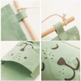 Voarge Hanging Bag Storage Bag Organiser for Hanging with 3 Pockets Children's Room Living Room Bear (Mint Green) (Grey)