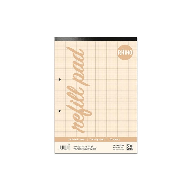 RHINO A4 Refill Pad, Writing Pad, 100-Page / 7mm Squared,