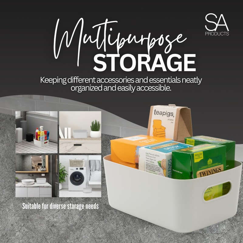 SA Products 6 Pack Plastic Storage Boxes Colourful Storage Baskets