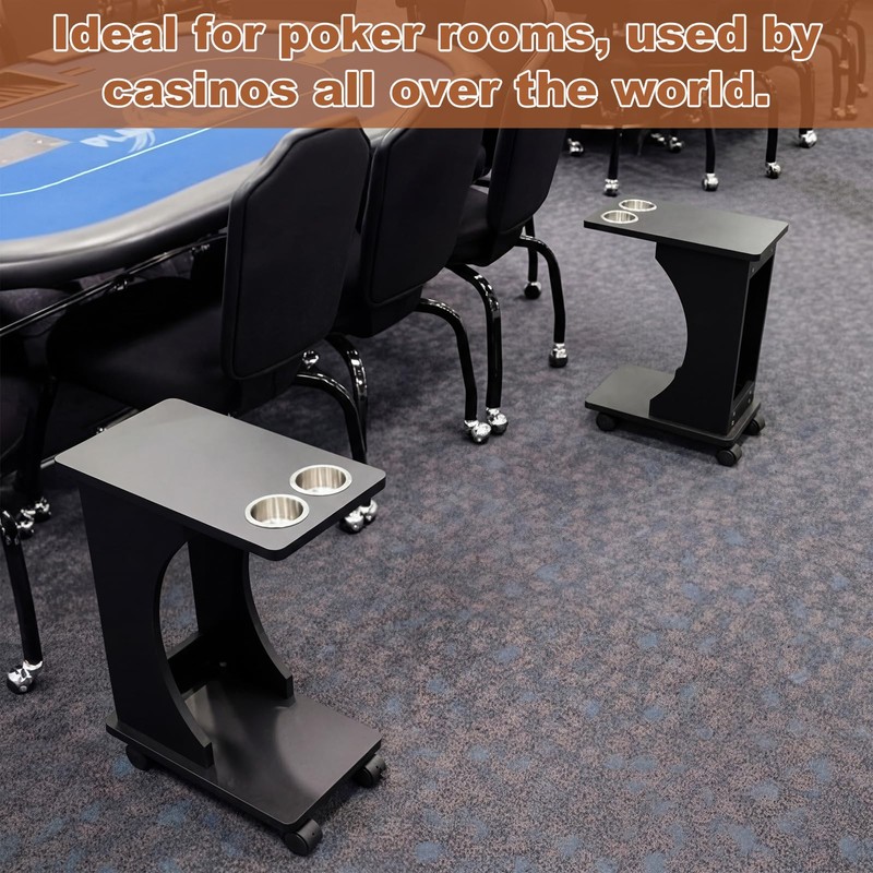 Sintuff Portable Poker Table Drink Carts with Casters and Built-in