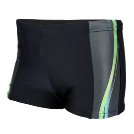 Aquarti Boys Swimming Trunks with Contrast Inserts - Comfortable Swimming Trunks for Boys, 13722 Black/Green, 134