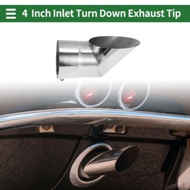 X AUTOHAUX 4" ID Inlet Turn Down Exhaust Tip T304 Stainless Steel Surface Polishing Mandrel Bend Elbow Tube 9.1" Overall Length Suitalbe for 4" OD Tailpipes