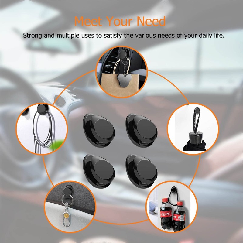 Yuentoen Car Mini Hooks, Auto Adhesive ABS Strong Adhesion Car