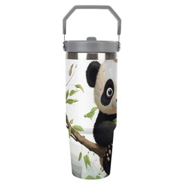 Botella de agua de acero inoxidable aislada de 24 onzas con popote (a prueba de fugas, sin BPA, botella deportiva de boca ancha con boquilla y tapa de