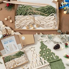 ACESOME 2PCS Macrame Tree Kit, Christmas Tree Macrame DIY Weaving Material Kit, Macrame Wall Hanging, Christmas Crafts Ideas Gifts, Craft Kits For Adults With Tassels Tutorial with Instructions
