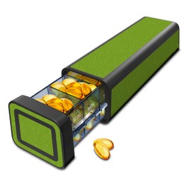 TALVOLC M Pill Organizer 1 Time a Day, Pill Box 7 Day, Weekly Travel Pill Case, Large Medication Holder Container, Once Daily Pillbox Dispenser for Vitamin (Green)