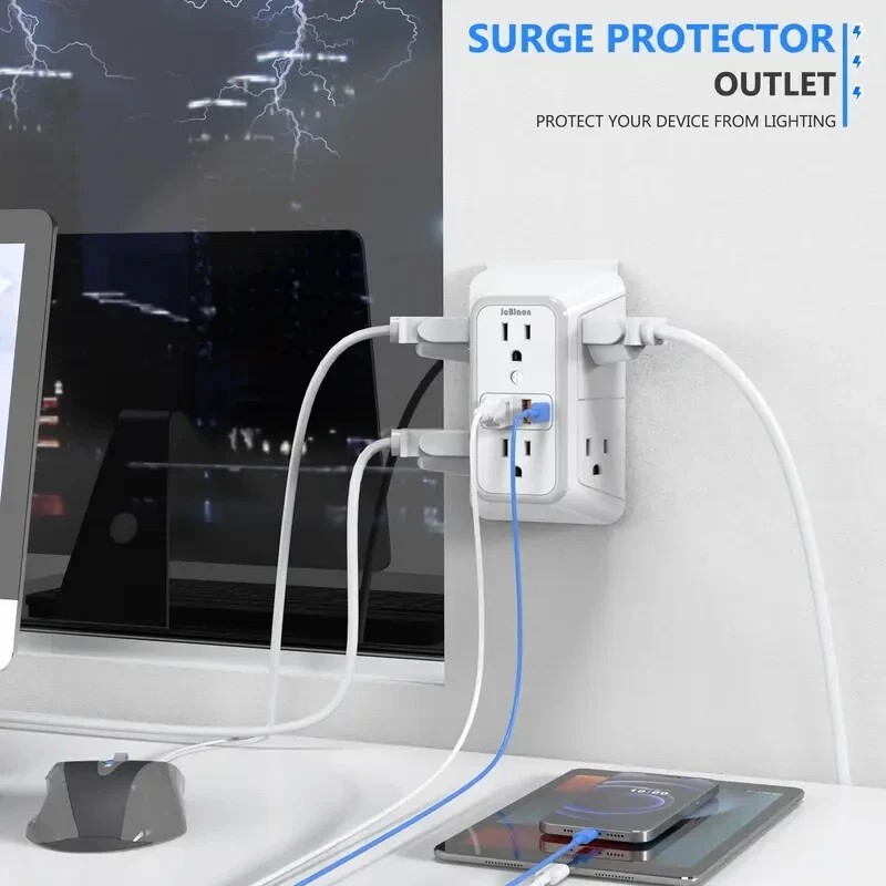 JcBlaon 10 in 1 Wall Outlet Surge Protector with 6