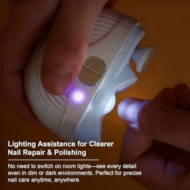 Electric Nail Clipper, 3 Speeds Automatic Nail Clipper for Thin & Thick Nail with 2-in-1 Grinding Heads, LED Light & Nail Scraps Storage, Electric Nai
