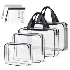 Clear Travel Toiletry Bag 6 Pack,Waterproof,Family Summer Holiday Camping