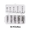 TopHomer 50PCS Treble Fishing Hooks Set, 5 Sizes Carbon Steel
