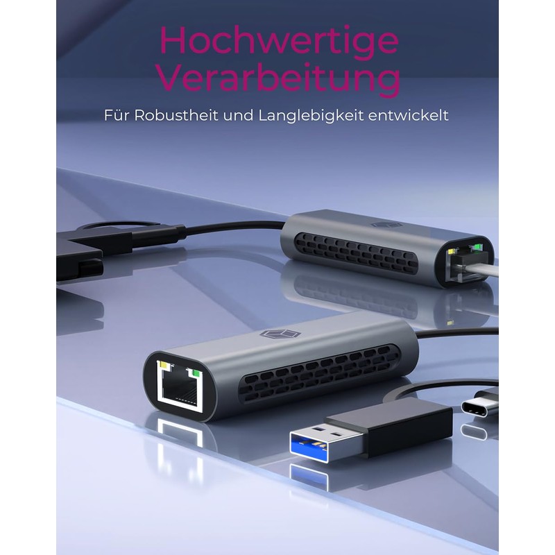 IcyBox IB-LAN301-C3 USB Type-A or Type-C® to 2.5 Gigabit Ethernet