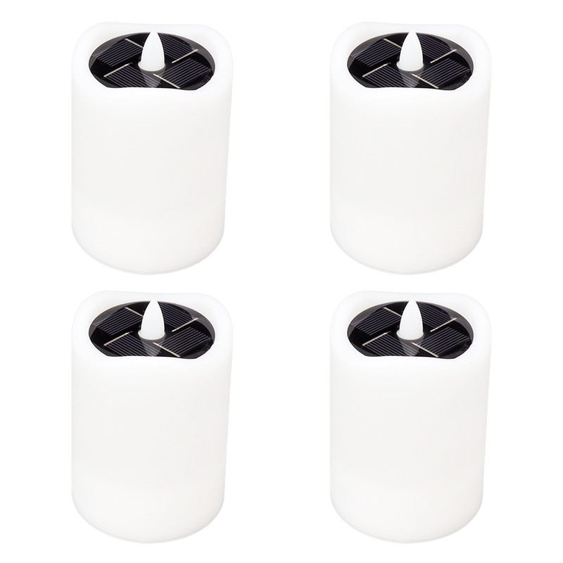 4Pcs Solar Powered LED Candle Light Yellow Flicker Tea Lamp