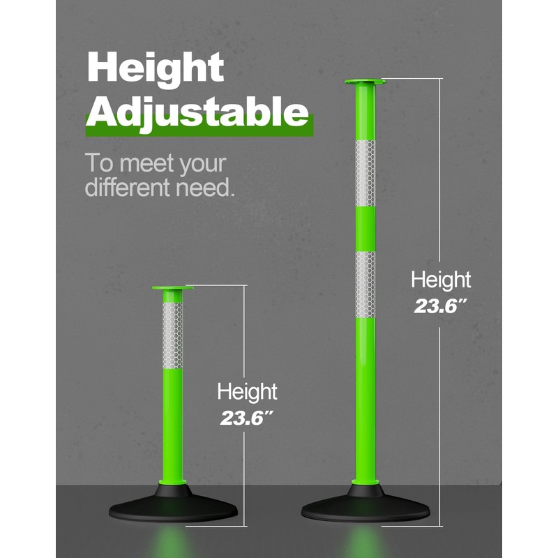 RoadHero 5 Pack Traffic Delineator Post with Weighted Rubber Base,