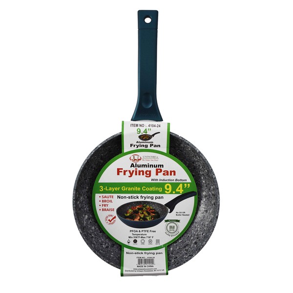 Uniware Aluminum Non-Stick Frying Pan w/Induction Bottom, 3-Layer Granite Coating, 3 Size Variants (9.4")