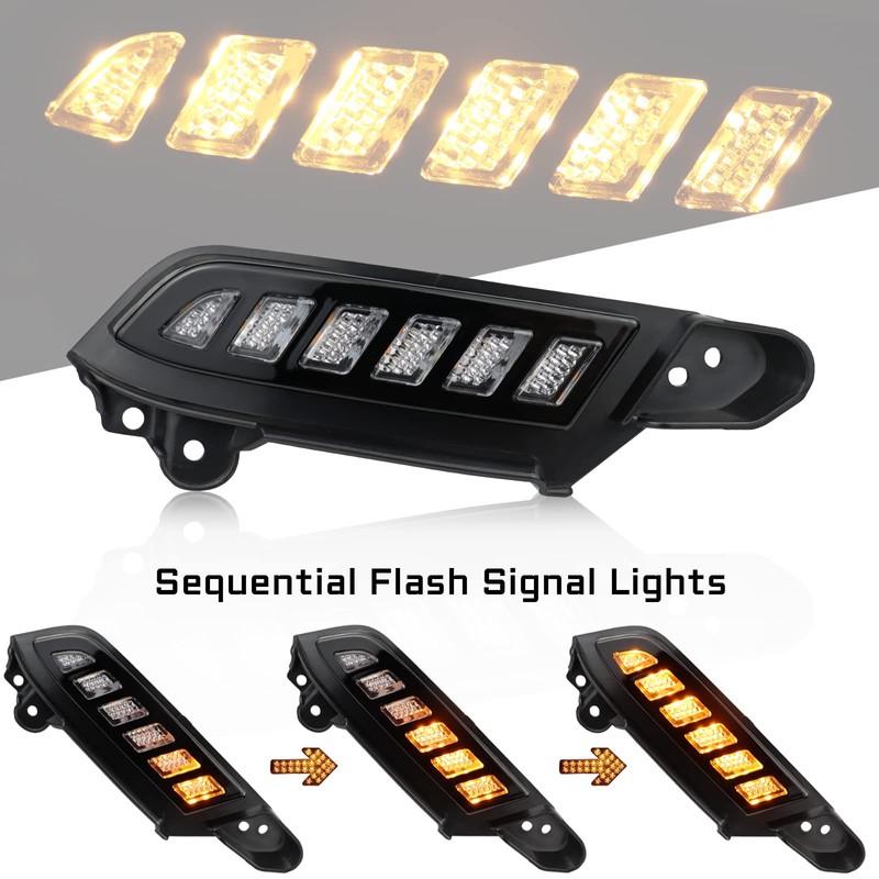 GEEGEETOP FulL LED DRL Lens Front Headlight Side Marker Bumper