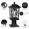 Treekee Solar Post Light Outdoor, Rustic Black Pier Mount Lantern