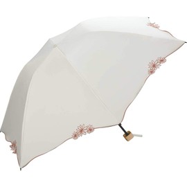 Wpc. 801-12113-102 Women's Rain or Shine Parasol, Folding, Dome Rim Flower, Mini, 100% Shade/UV Reduction, UPF50+, 21.7 inches (55 cm), Floral Pattern, Embroidery, Adults, Cute, Commuting, Stylish