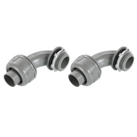 sourcing map 2Pcs Nonmetallic Liquid Tight Connectors, 1" NPT Plastic Flexible 90 Degree Conduit Fitting for Conduit, Pipe Tube Connection and Leakproof, Gray