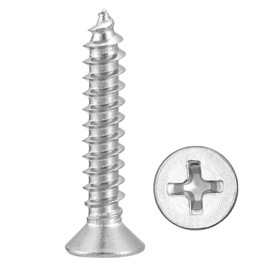 METALLIXITY Countersunk Phillips Wood Screw (#4x5/8) 100Pcs, 304 Stainless Steel Coarse Thread Phillips Drive Flat Head Wood Screws - for Furniture Installation Repair, Silver