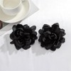 Exaggerated Satin Large Rose & Camellia Flower Earrings - Fluffy