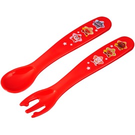 Anpanman Anti-Bacterial Spoon and Fork Set (Red) for Baby's First Time Own Cutlery