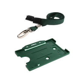 Green ID Card Badge Holder - Green Lanyard Card Holder - Green Lanyard Neck Strap with Metal Clip & Safety Breakaway Release for Pass Holder - by ID Card It