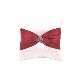 Abbie Home 4 in All Wedding Guest Book + Pen Set + Flower Basket + Ring Pillow Rhinestone Party Favor (Burgundy)