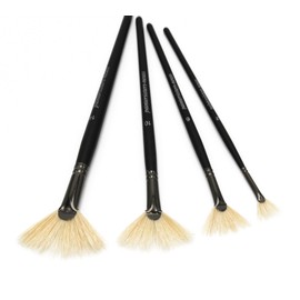 Paintersisters® Fan Brushes Set of 4 with Light Chungking Natural Bristle Brush Set for Acrylic and Oil Paints Landscape Painting Artist Brushes for Painting Natural Hair Brush