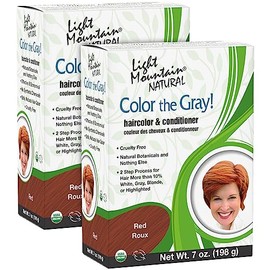 Light Mountain Natural Color The Gray! Hair Color & Conditioner, Red, 7 oz (197 g) (Pack of 2)