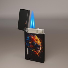 Abstract Lion Cool Lighter Jet Torch,Refillable Windproof Torch Flame Adjustable Lighters,BBQ Candles Camping (Butane Not Included) (H3)