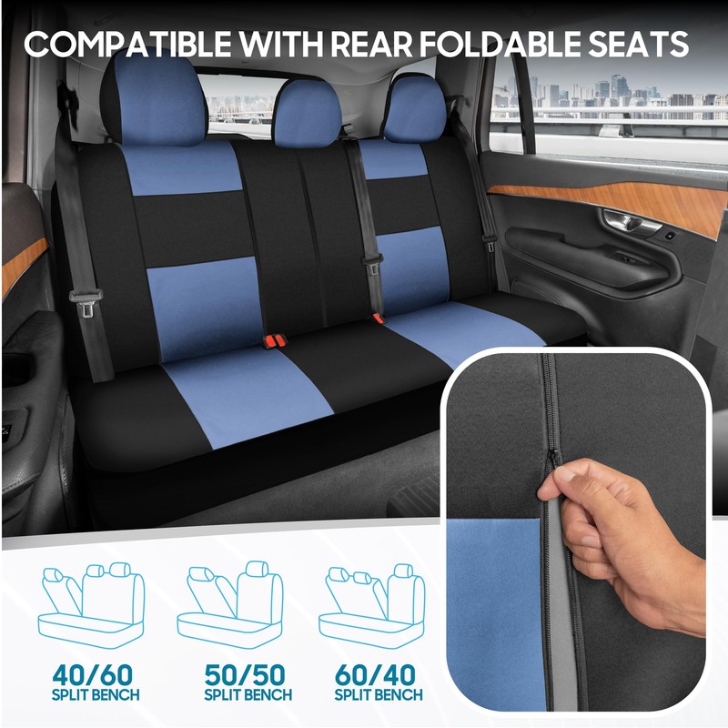 BDK PolyPro Car Seat Covers Full Set in Blue Gray