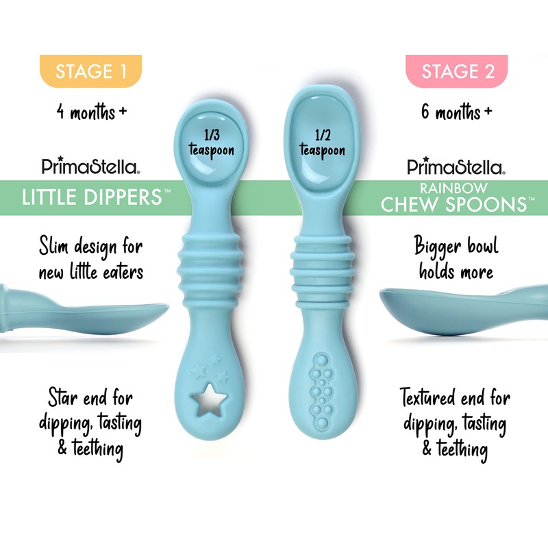 PrimaStella Little Dippers - First Stage Silicone Baby Spoon 6