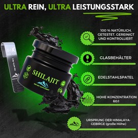 Himalaya Shilajit Resin | 100 Servings | High Height | Free from Heavy Metals | No Pollution | Rich in Trace Elements | Ratio 60:1 | 100% Natural | No Chemical Treatment | Clean