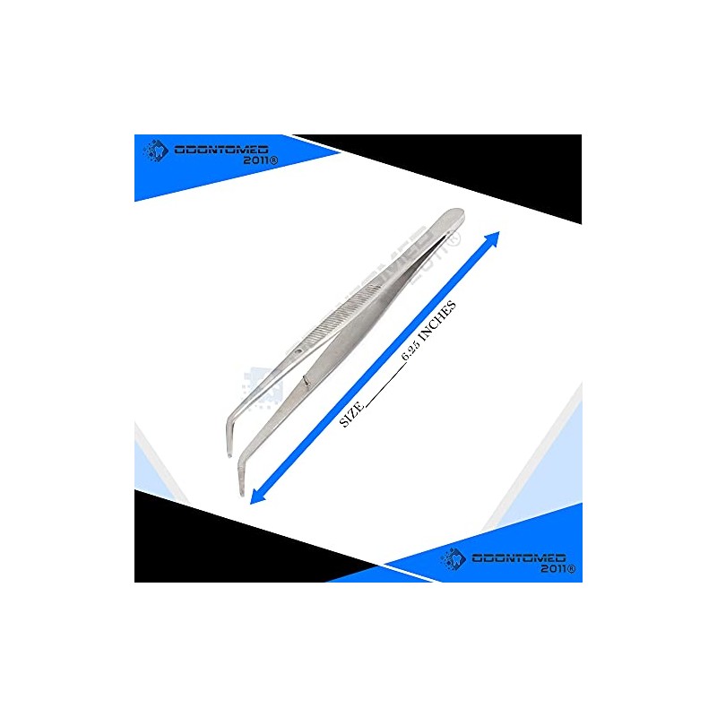 OdontoMed2011 Sewing Machine Tweezers Stainless Steel with Curved Serrated Tip