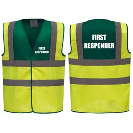 Premium First Responder Yellow Green Hi Vis Viz Reflective Safety Vest Waistcoat, Reflective High Visibility, X-Large