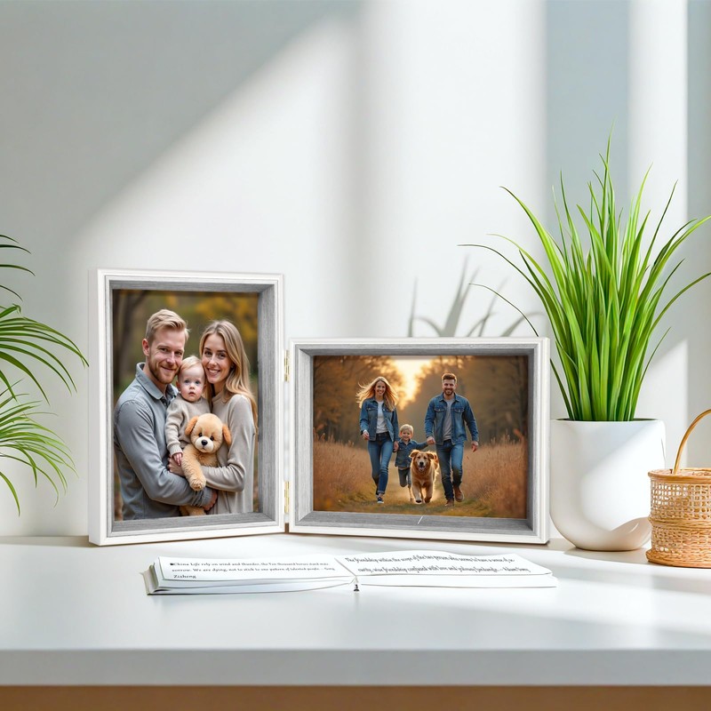 Epecfan Double Picture Frame 5x7 Vertical and Horizontal Hinged Picture