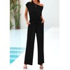 KIRUNDO Black Jumpsuits for Women Casual Summer Loose One Piece