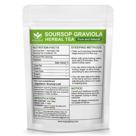 Organic Soursop Leaves Tea Bags - Soursop Graviola Leaves Herbal Tea bags for Immune Support, Antioxidant - Guanabana Leaves - Caffeine Free - 30 Tea Bags