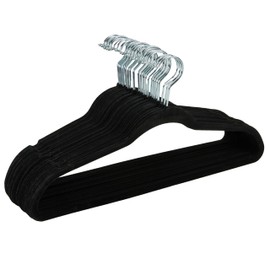 Simplify Slim Velvet Clothes Hangers | 25 Pack | Non-Slip | Shirts | Suit | Pants | Dresses | Garments | Closet Storage & Organization | Durable | Black