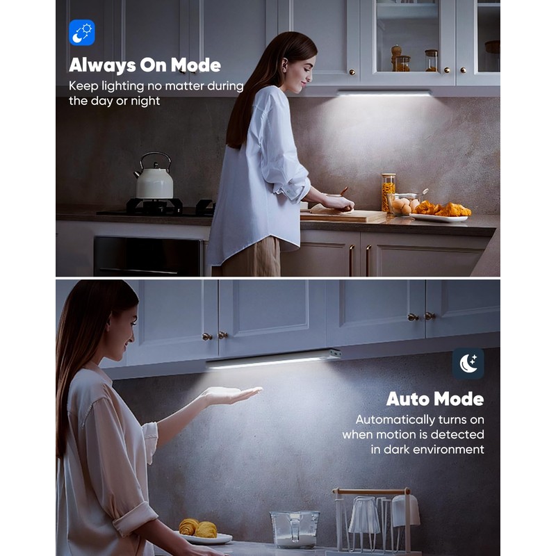 VerRon 5-Pack Under Cabinet Lighting, Upgraded 2200mAh Rechargeable Under Cabinet