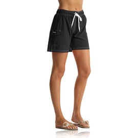 Rocorose Women's Swimming Shorts Fast Drying Light Weight Summer Sports Bathing Suit Black M