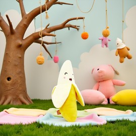 ZGLUZP 1Pc Yellow Banana Plush Toy,Fun Chew Toy for Small Pets,Chewing games,Chew Toys for Dogs,Toys
