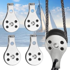 4 Pieces Pulley Single Set, Bowls Pulley Roller for Ropes, Pulley Block Pulley, Stainless Steel Pulley, for Large Kayaks, Canoes, Factories, Buildings, etc