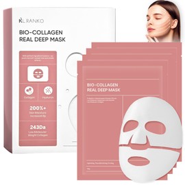 Organic Collagen Real Deep Mask, Pack of 4, Collagen Overnight Mask, Anti Wrinkle Anti Ageing Face Mask, for Anti-Wrinkle Effect, Hydration, Cleansing and Brightening
