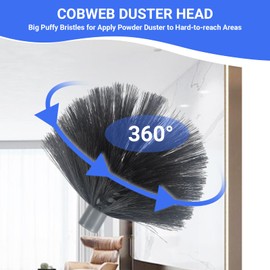 7.55ft Cobweb Duster with Extension Pole - Web Pole Compatible with Delta Dust, Web Brush for Apply Powder Duster to Hard-to-Reach Area, Telescoping Corner Dusters for High Corner and Wall Void
