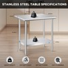 KUARBARR Stainless Steel Table 24 x 30 Inch, Commercial Stainless